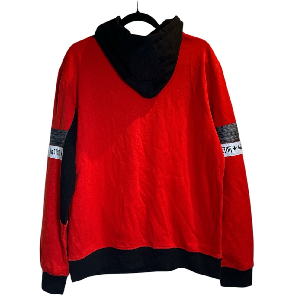 Red and Black Hoodie with Color-Blocked Design - Picture 4 of 7